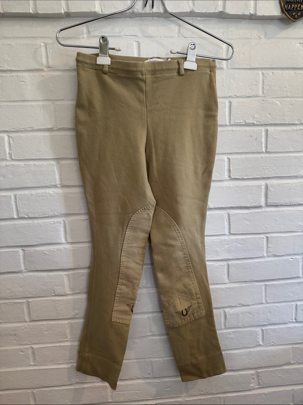 Kids Khaki Riding-Style Stretch Leggings